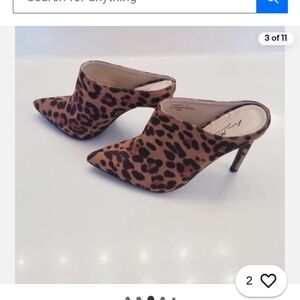 Anne Michelle Brown Leopard Print Mules